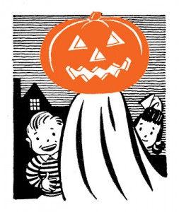 children and pumpkin ghost vintage