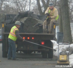 Dunellen DPW filling in potholes February 2014.