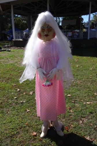 pink dress ugly scarecrow with vintage mask dunellen