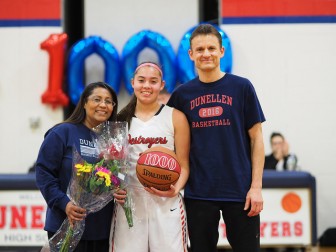 Jackie Von Itter with her parents Ana and Michael Von Itter. Jackie is only the second Lady Destroyer to reach 1000 points in her Dunellen High School basketball career.