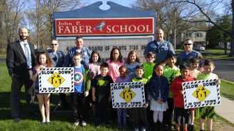 Dunellen Police promoting Slow Down Initiative at Faber Elementary School April 21, 2016.