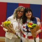 two female teachers with flowers